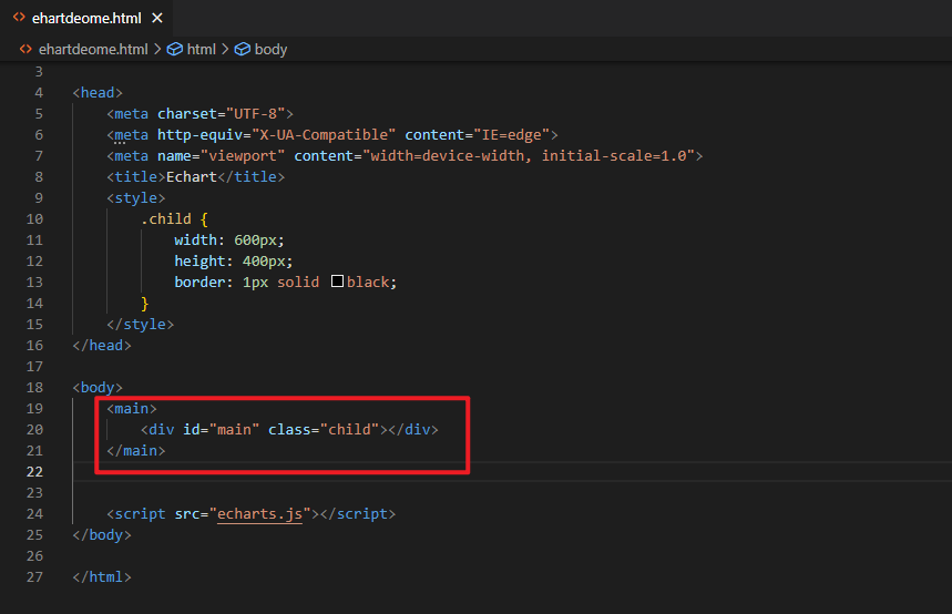 為ECharts 設(shè)置一個定義了高寬的DOM容器